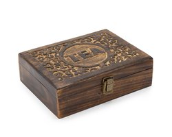 Theedoos – Mangohout met 12 vakken – Handgemaakt – 30x23x10cm – Cadeau voor theeliefhebbers