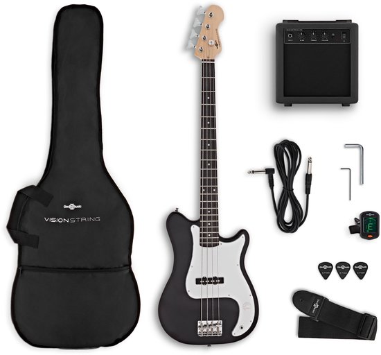 VISIONSTRING 3/4 Basgitaarpakket, Zwart
