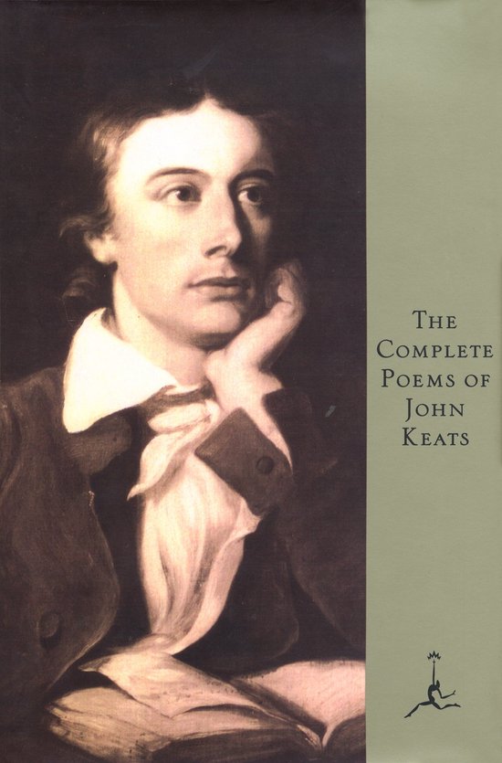 Het portret van John Keats met de tekst 'The Complete Poems of John Keats'.