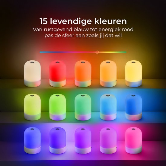 Oplaadbaar Nachtlampje voor Kinderen - 15 kleuren - Met Afstandsbediening - Volwassenen en Baby - Dimbaar en Draadloos - USB - Soft & Silky - Bedlampje - Kinderlamp - Nachtlamp kind van Soft & Silky — afbeelding 4