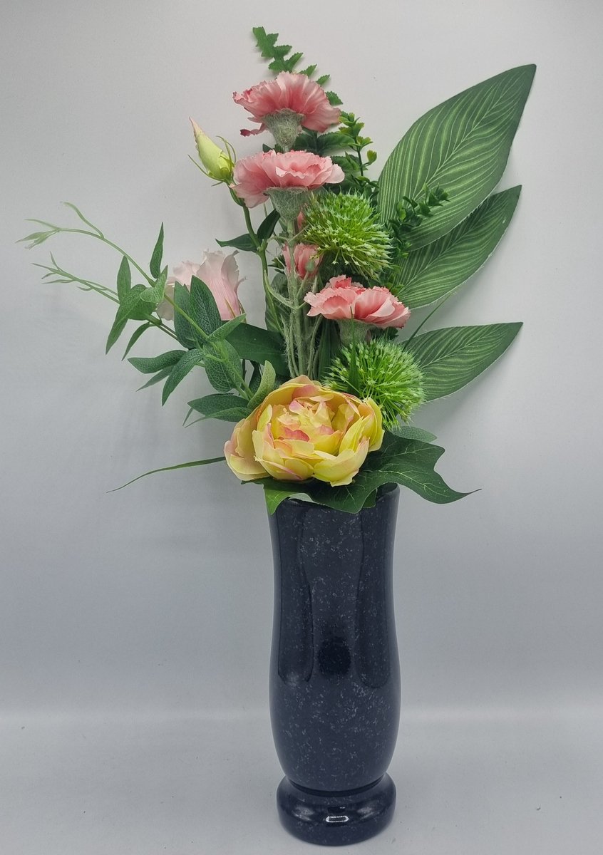 Zijdenbloemen - Boeket 12 - 50cm - Pioen - Anjer tak (5 bloemen) - Vaasstuk