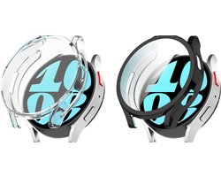 Strap-it bundel van 2 TPU case - Geschikt voor Samsung Galaxy Watch 6 40mm - Beschermende hoesjes - Schokbestendig & krasbestendig - Flexibel en dun ontwerp - Transparant en Zwart
