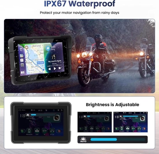 5 Inch Motorfiets CarPlay GPS-navigatie, Airplay CarPlay/Android Auto voor Motorfiets, IPS Waterdicht Touchscreen, Motorfiets/Motor GPS, Bluetooth 5 Inch Motorfiets CarPlay GPS-navigatie, Airplay CarPlay/Android Auto voor Motorfiets, IPS Waterdicht Touchscreen, Motorfiets/Motor GPS, Bluetooth