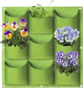 Wandplantzakken - Plantenzak - 9 Zakken - kweekzaks - Verticale moestuin - Plantenmuur - Hangende Plantzakken - Plantzakken voor Buiten- en Binnentuinieren, Bloempot, Balkon, Wanddecoratie - Groen