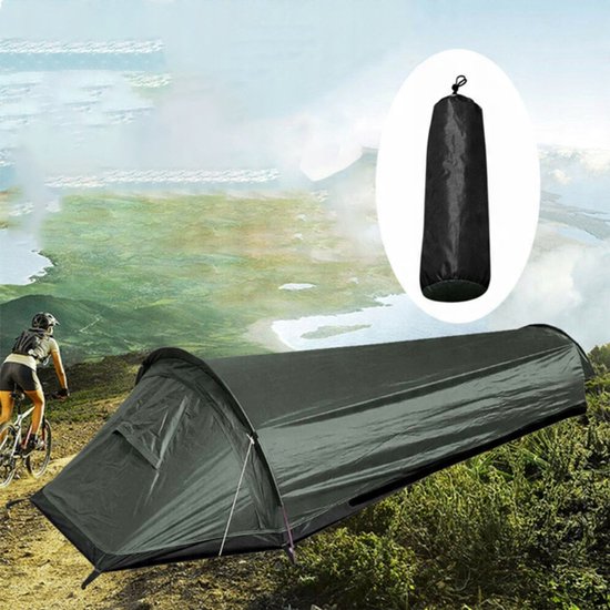 Kampeertent & Slaapzak - Opvouwbare Tent - 1-persoons Outdoor Tent - 220x50x50 Centimeter (Militair Groen) - Ultralicht Waterdicht & Windbestendig - Geschikt Alle Seizoenen - Voor Kamperen & Wandelen van Merkloos — afbeelding 4