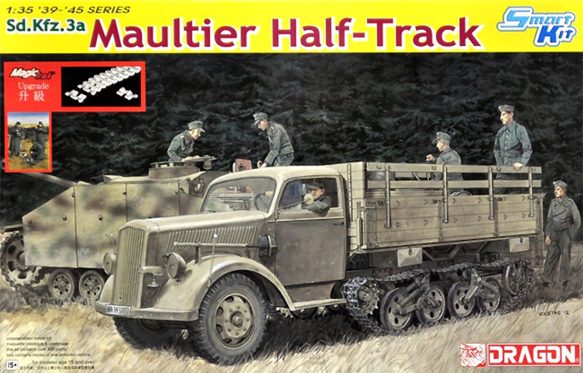 Dragon Modelbouwpakket Militaire voertuigen - 6761 Sd.Kfz.3a Maultier Half-Track - met Bonus Figuren - Halfrupsvoertuig - Militair Voertuig Plastic - 1:35 - Modelbouw