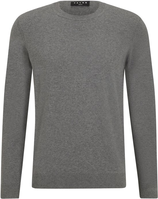 FALKE Basic Cotton Crew Neck elegante klassieker katoen trui heren grijs - maat L