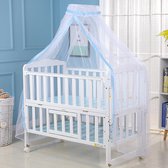 Andyou-Baby-klamboe-Staande klamboe voor kinderen-Dome Comfortabel, ademend en duurzaam-Opvouwbaar en opbergbaar-Blauw kantontwerp-Wit