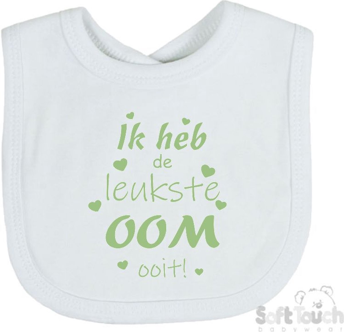 Goedkoopste Soft Touch Slabber Slabbetje Slab Ik heb de leukste OOM ooit! Unisex Katoen Wit/sage green (saliegroen) Maat 33x22 Cm