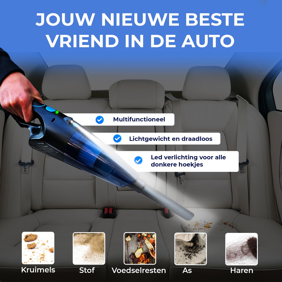 TTD® Premium Draadloze Autostofzuiger 14.000 Pa Zwart - afbeelding 3