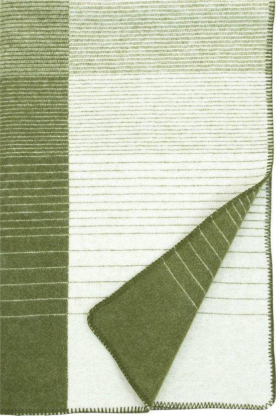 Couverture à carreaux en laine Lapuan Kankurit KAAMOS 100x150cm Vert/blanc