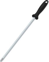 Bastix - Messenslijper voor messen, professionele messenslijper (38,4 cm), aanzetstaal met comfortabele handgreep, slijpstaal geschikt voor vele soorten messen, zwarte messenslijper