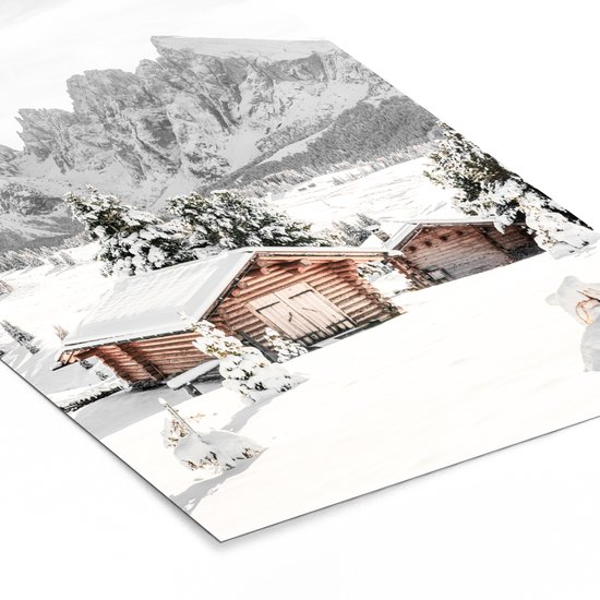 Cadre photo avec affiche 80x120 cm - Paysage d'hiver - Photo dans cadre - Décoration murale rurale - Décoration neige - Affiche murale cadre photo - Posters dans cadres photo - Système d'accrochage cadre en bois - Cadre photo - cadre affiche bois