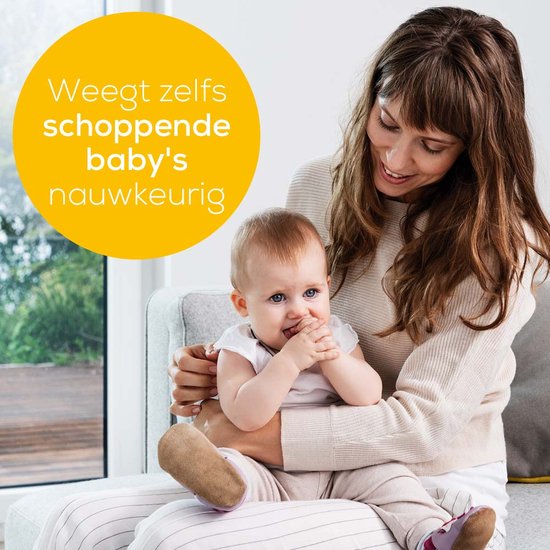 Beurer BY 90 Babyweegschaal - Bluetooth® - Automatische hold functie - Tarra - Groot LCD display - Gebogen weegvlak - Tot 20 kg - Op 5 gram nauwkeurig - Geïntegreerd meetlint - Gratis beurer BabyCare app - Incl. batterijen - 3 Jaar garantie