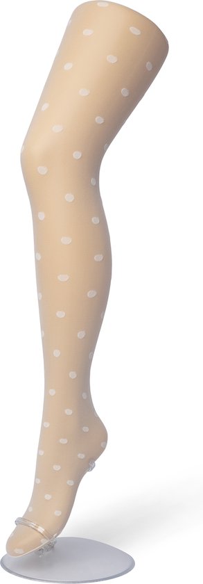 Bonnie Doon Collant Dames Pois 30 Denier Off White taille S/M - Collant Chique - Design Pois - Col Large - Comfort - Pois - Imprimé Pois - Collant Petits Pois - Festif - Wit Cassé - Ecru - Crème - Ivoire - BP201910.2