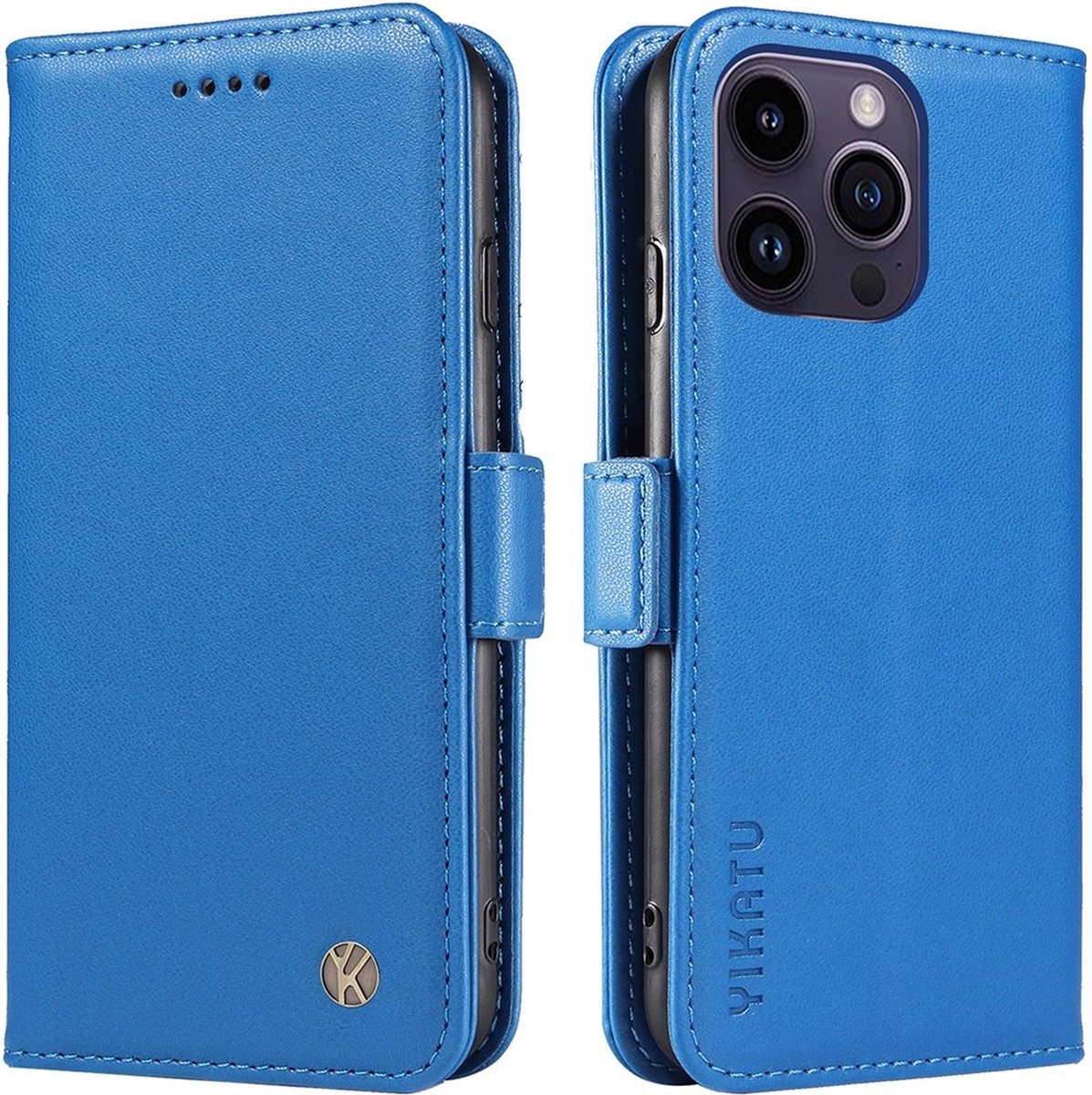 iPhone 15 Pro - YK-Magnetic - Clasp Drop - Bookcase - incl pasjeshouder Blauw