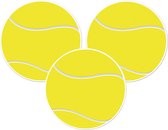 Tennisbal sport decoratie sticker versiering - 3x - geel - dia 13 cm - vinyl - Tennis feest thema