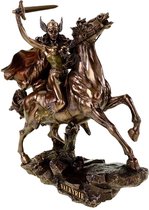 Veronese Design - Valkyrie op paard met zwaard gebronsd beeld - (HxBxD) 28cm x27cm x11cm