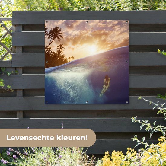 Toile de jardin Mer - Nageur - Soleil - 100x100 cm