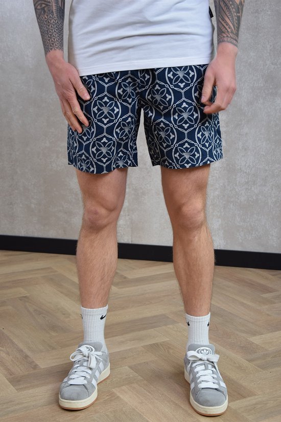 PURE PATH Shorts With All-over-print And Cords Broeken Heren - Donkerblauw - Maat XL