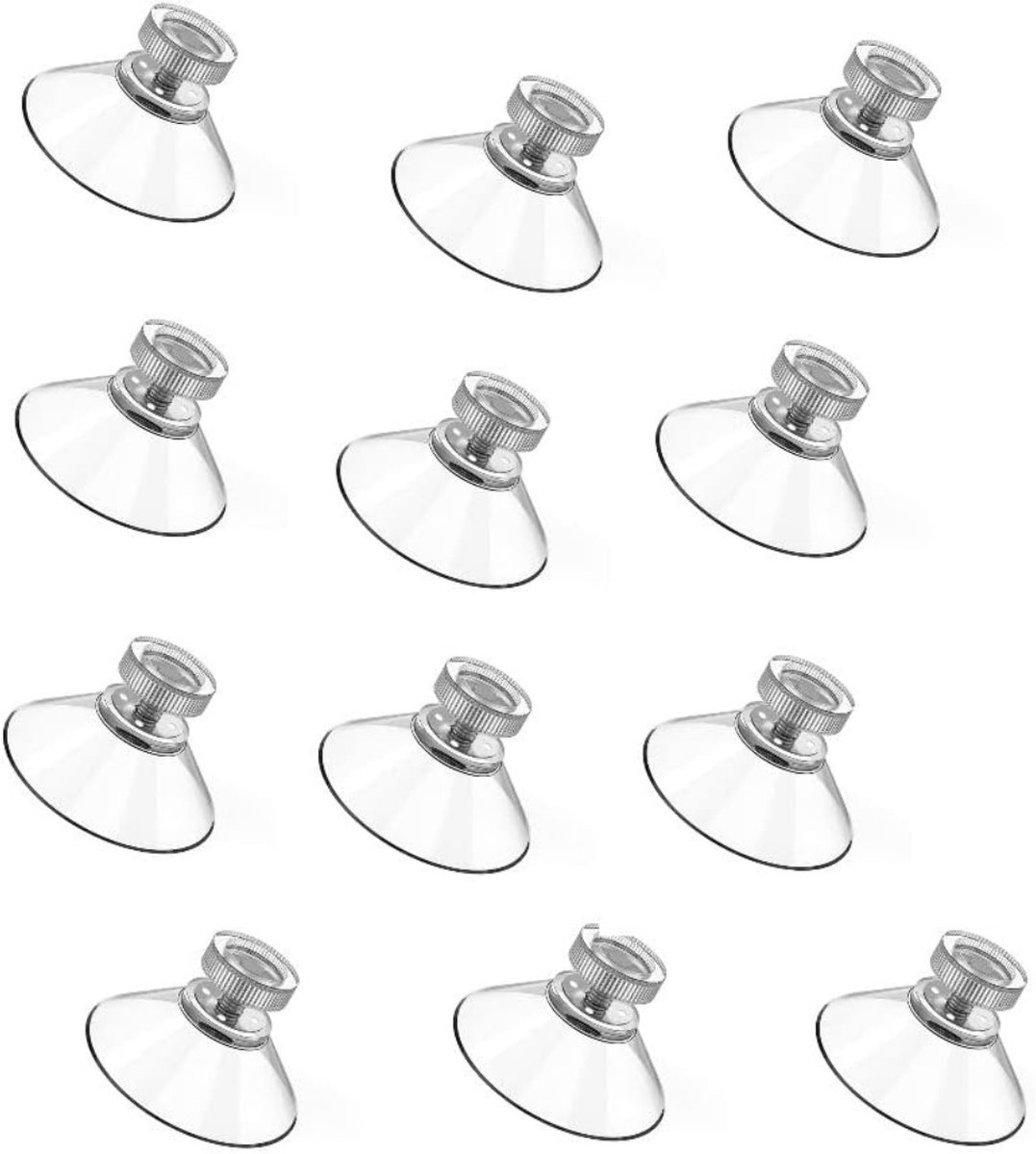 Zuignap met schroefdraad - Transparante Zuignap - 12 Stuks