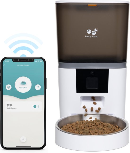 Pretty Paws QQ003 - Wifi Voerautomaat Wit - Automatische Voerbak - 4L - Pretty - €69,95