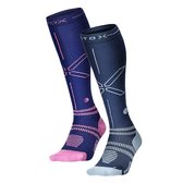STOX Energy Socks - Lot de 2 Chaussettes de sport pour femme - Chaussettes de compression Premium - Couleurs : bleu foncé/rose - Blauw/bleu clair - Taille : grand - 2 paires - Avantage