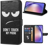 Geschikt voor Samsung Galaxy A25 hoesje - Solidenz bookcase - Telefoonhoesje A25 - Cover Hoes - Met Pasjeshouder - Don't Touch Me