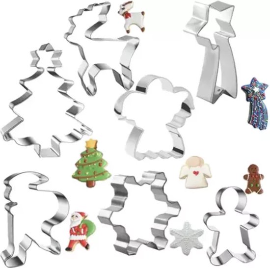Kerst uitsteekvormen 3 stuks – koekjesvormpjes kerstmis – RVS uitstekers gnome – koekvormen kerstdecoratie bakken – feestelijke bakvormen voor koekjes maken