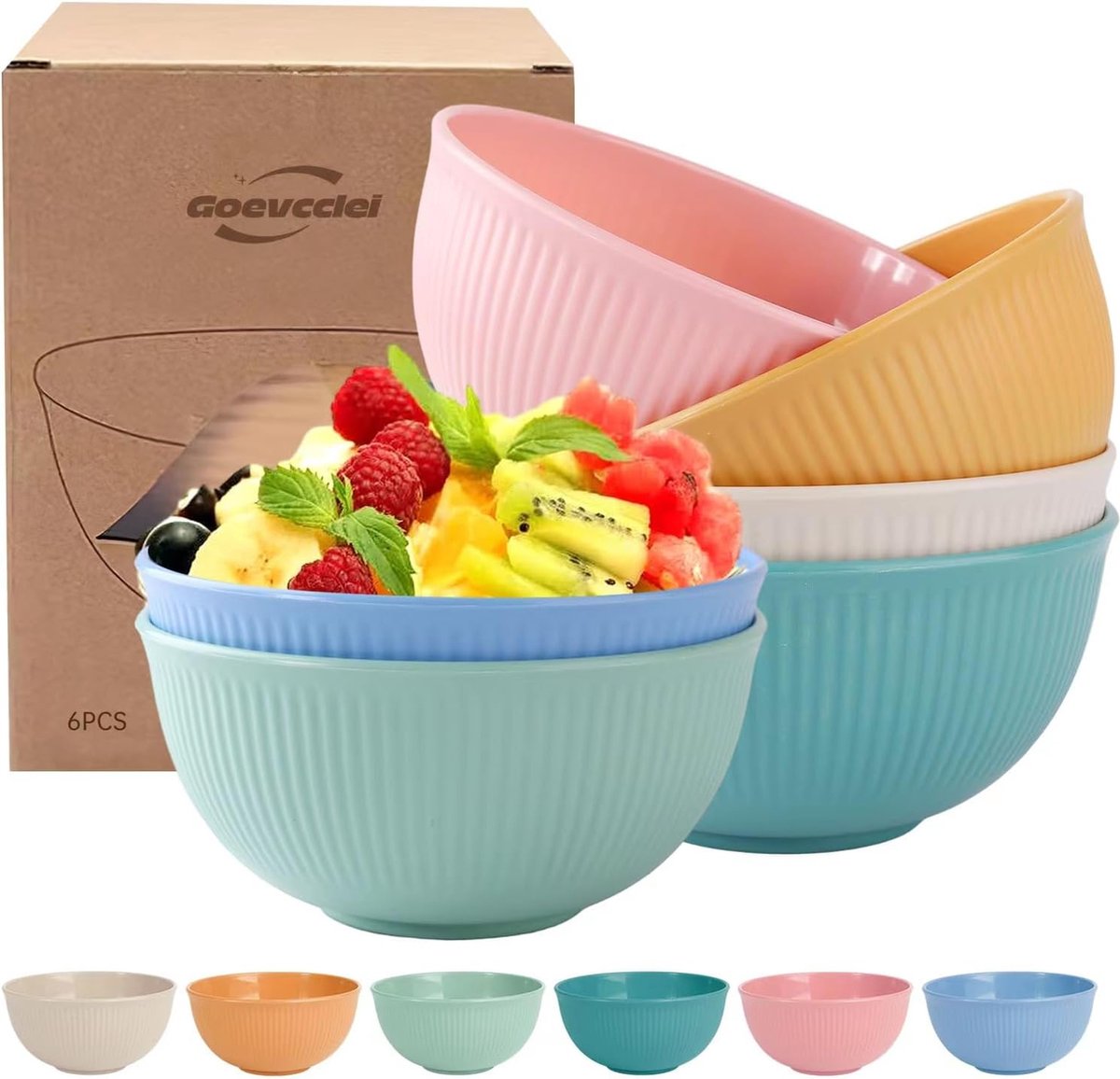 Bowl Mueslikommen set van 6 ml mueslikommen gezonde keukenkommen voor kinderen en volwassenen onbreekbare mueslikommen fruitschaal voor soepen muesli pasta salade