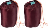 Set van 2 Slaapzak voor Volwassenen - Waterdicht Polyester - Deken- en Mummieslaapzak - Voor 2 Persoons - 230cm x 80cm x 50cm - Lichtgewicht - Incl.Draagtas - Bordeaux