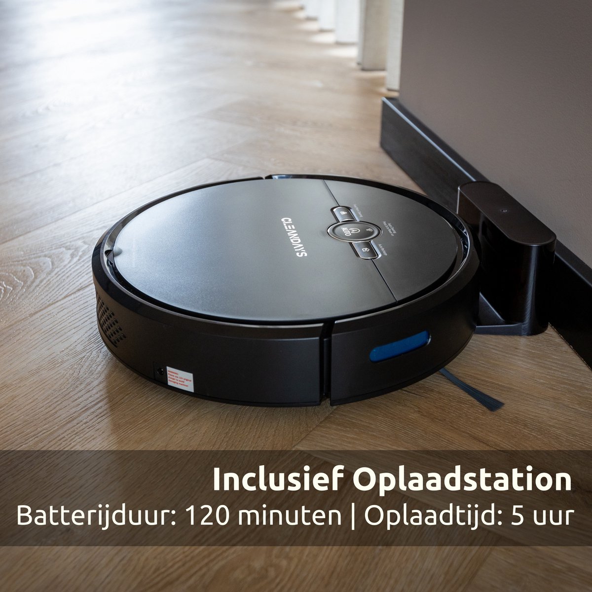 Afbeelding 3 van CleanDays Robotstofzuiger met dweilfunctie - Slimme navigatie - Dweilrobot - Robotstofzuiger met laadstation - Werkt met huisdieren - Inclusief Nederlandstalige app & afstandsbediening - D2-001