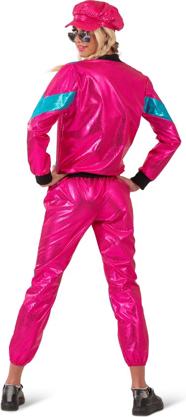 Funny Fashion - Costume années 80 et 90 - Survêtement rétro Fun Pink Roxan - Femme - Blauw, Rose - Taille 44-46 - Déguisements - Déguisements