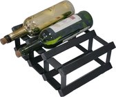 Vinata Liro wijnrek - zwart - 6 flessen - wijnrekken - flessenrek - wijnrek hout metaal - wijnrek staand - wijn rek - wijnrek stapelbaar - wijnfleshouder - flessen rek