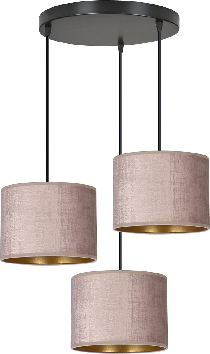 Emibig Norddjurs 3 lamps hanglamp roze rond kappen 3x E27 - Perfect voor een sfeervolle inrichting