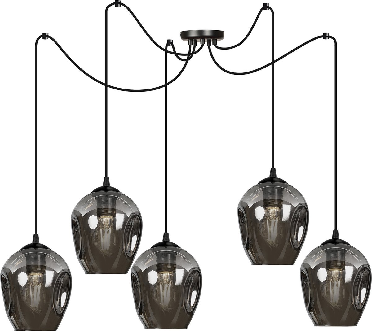 Emibig Malmo 5x E27 pendel gefumeerd decentraliseerbaar - Perfecte verlichting voor elke ruimte