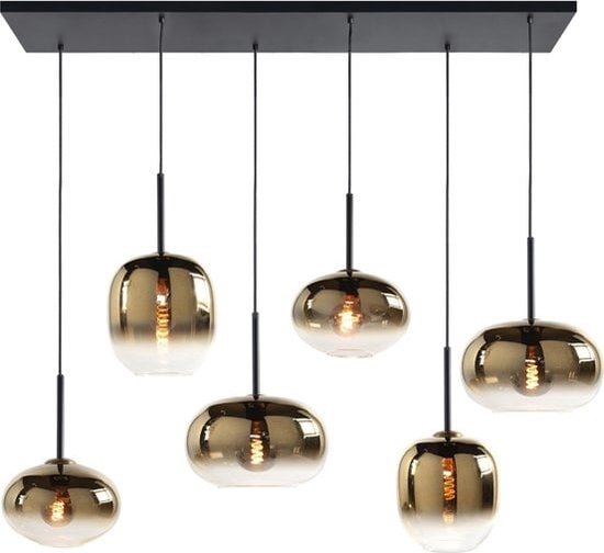 Highlight hanglamp Bellini 6L balk 120 cm - zwart/goud