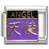 Quiges - Schakel - Bedel - 9mm - charms - Kleurrijk - Engel in het Chinees - Geschikt voor - Nomination- armband - Schakelarmband - italy bedels armband