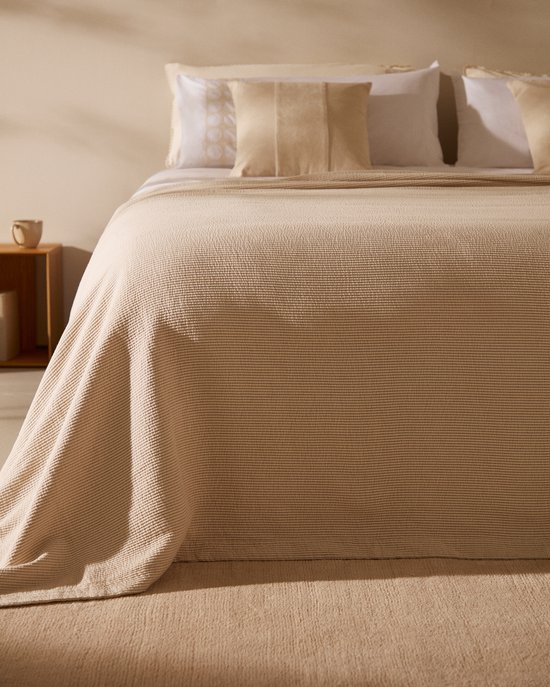 Kave Home - Bedar 100% katoen beige sprei voor 160/180 cm bed