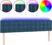 vidaXL - Hoofdbord - LED - 180x5x78/88 - cm - fluweel - donkerblauw