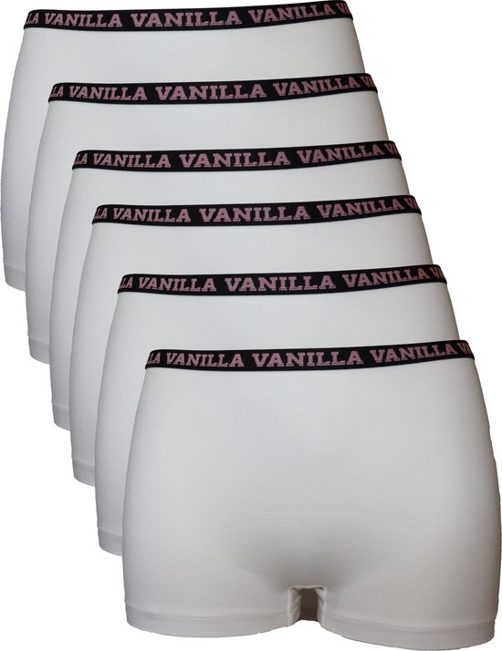 Vanille - Caleçon femme, Sous-vêtements femme, Lingerie - 6 pièces - Coton égyptien - Wit - M