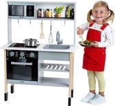 Witte houten keuken incl. kookplaat met geluids- en lichteffecten | Inclusief accessoires | Speelgoed voor kinderen vanaf 3 jaar