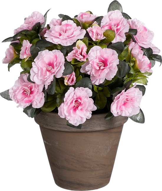 Mica Decorations Plante d'azalée artificielle en pot Stan - H31 x Ø26 cm - Rose