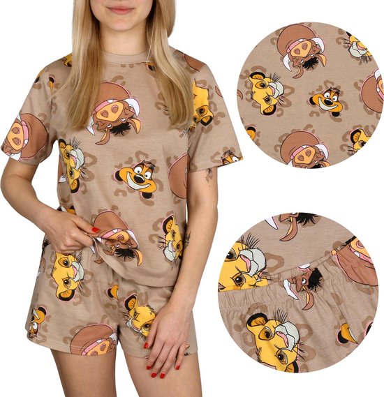 Le Roi Lion Disney Pyjama à manches courtes pour femme, été, pyjama en coton