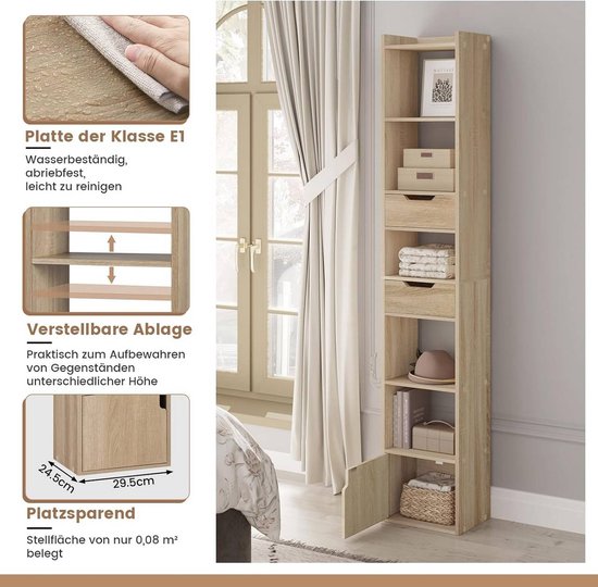 Dressoir Eikenhout Naturel - 45x140x76cm - Schuifdeuren - Nola | Leen