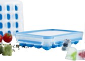 EMSA 514549 ijsblokjesbox met versdeksel voor 24 ijsblokjes - Blauw - Flexibele bodem - 100% lekvrij - 226 x 165 x 49 cm