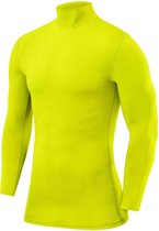 Haut de compression à manches longues et col montant pour hommes et Garçons - Lime Punch (jaune), XXL