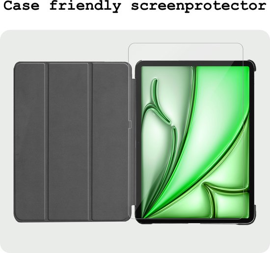 Case friendly screenprotector naast een donkergrijze tablethoes.