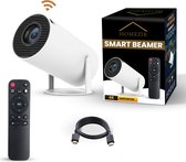 Homezie Beamer | Inclusief HDMI kabel & Afstandsbediening | WiFi, HDMI, Bluetooth | 4K support | Ingebouwd Android 11 systeem | Projector