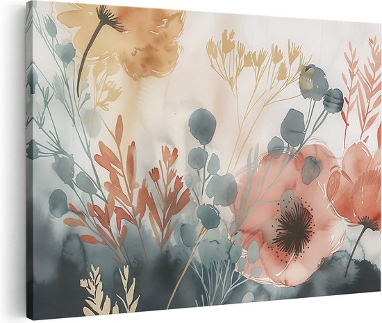 Artaza Peinture sur Toile Aquarelle Oeuvre de Fleurs - 90x60 - Décoration murale - Photo sur Toile - Impression sur Toile